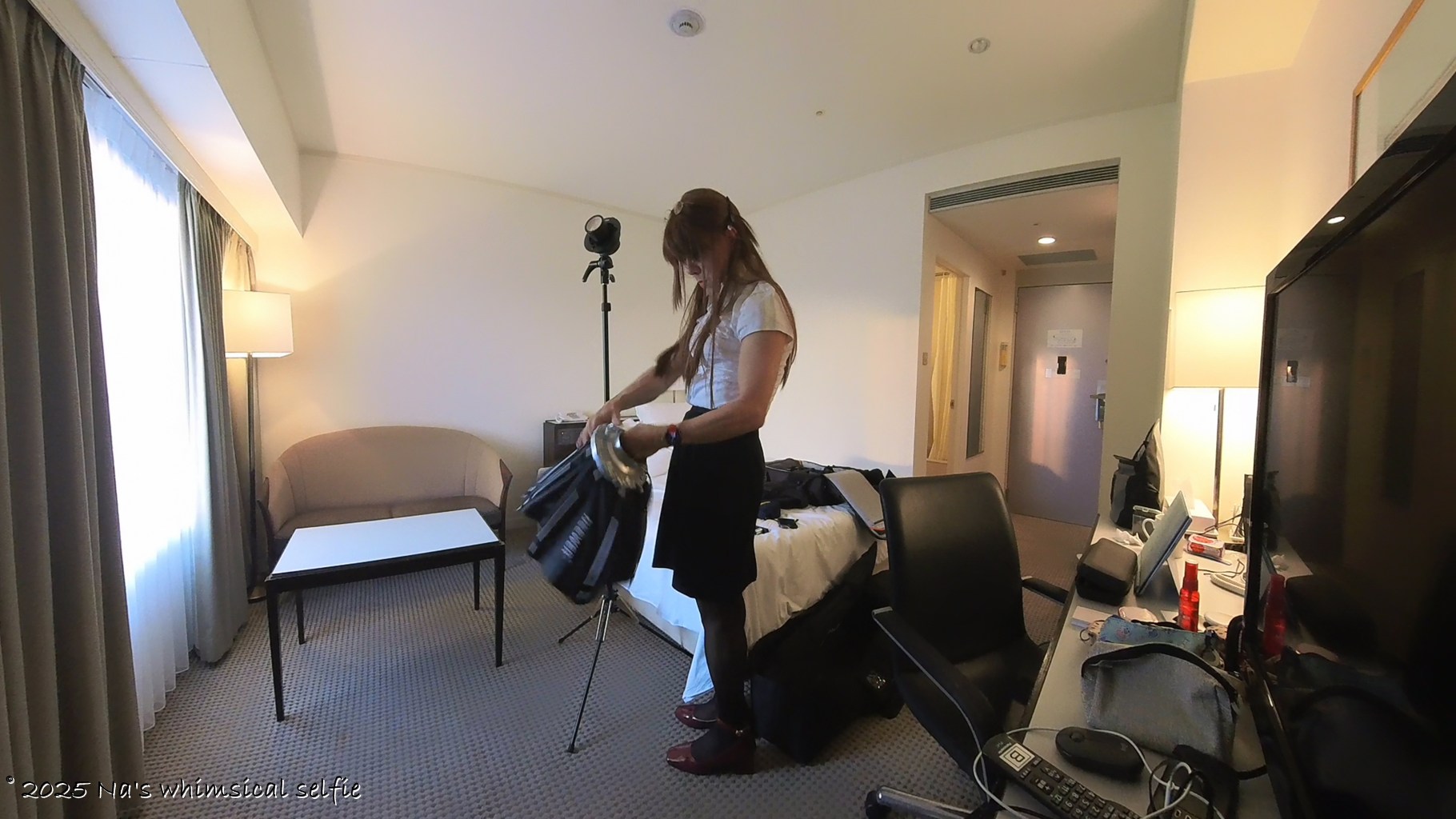 Insta360 X3で撮った撮影中の様子、クイックリリースなので組み立ては簡単。