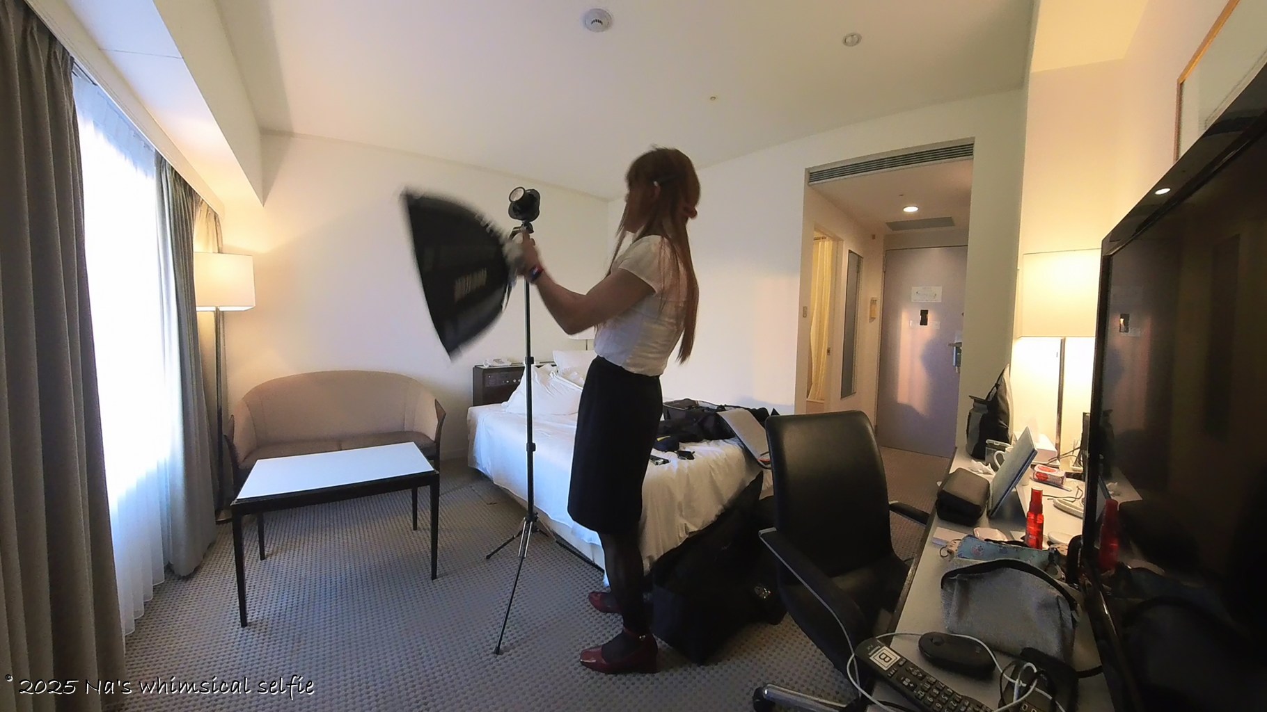 Insta360 X3で撮った撮影中の様子、ほらねっ。