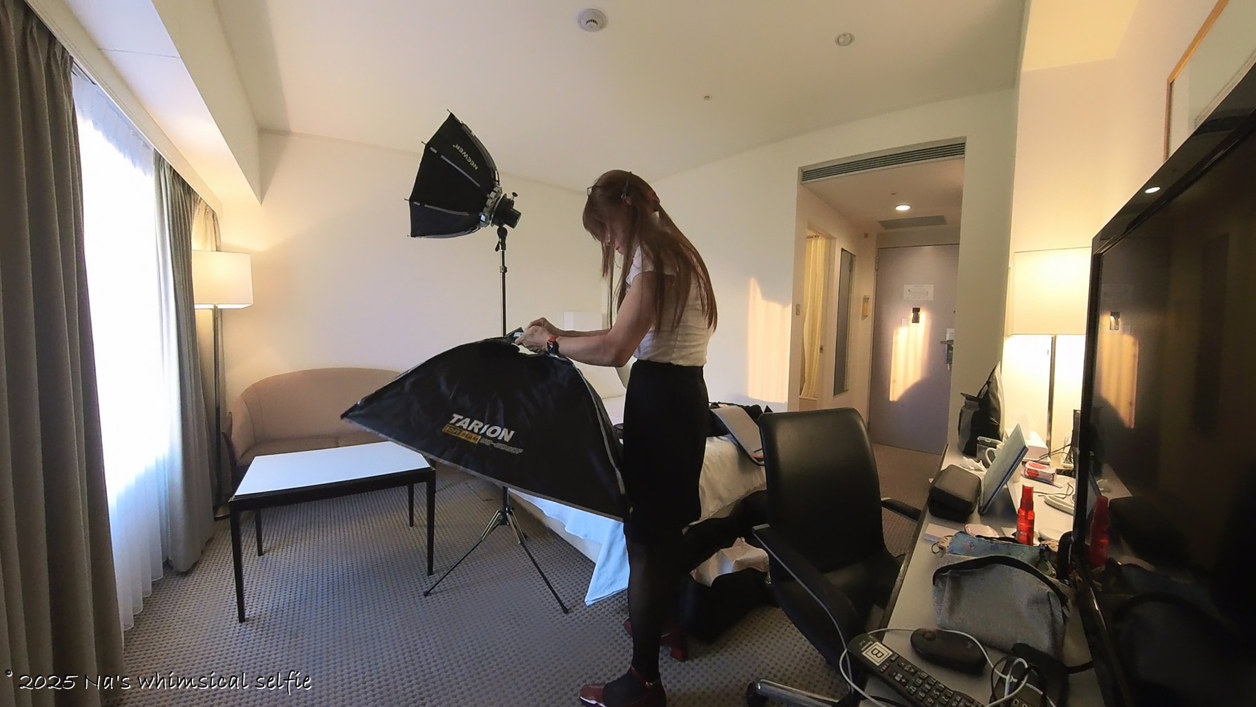 Insta360 X3で撮った撮影中の様子、最後のカチッとするところはちょっと力が必要かも。