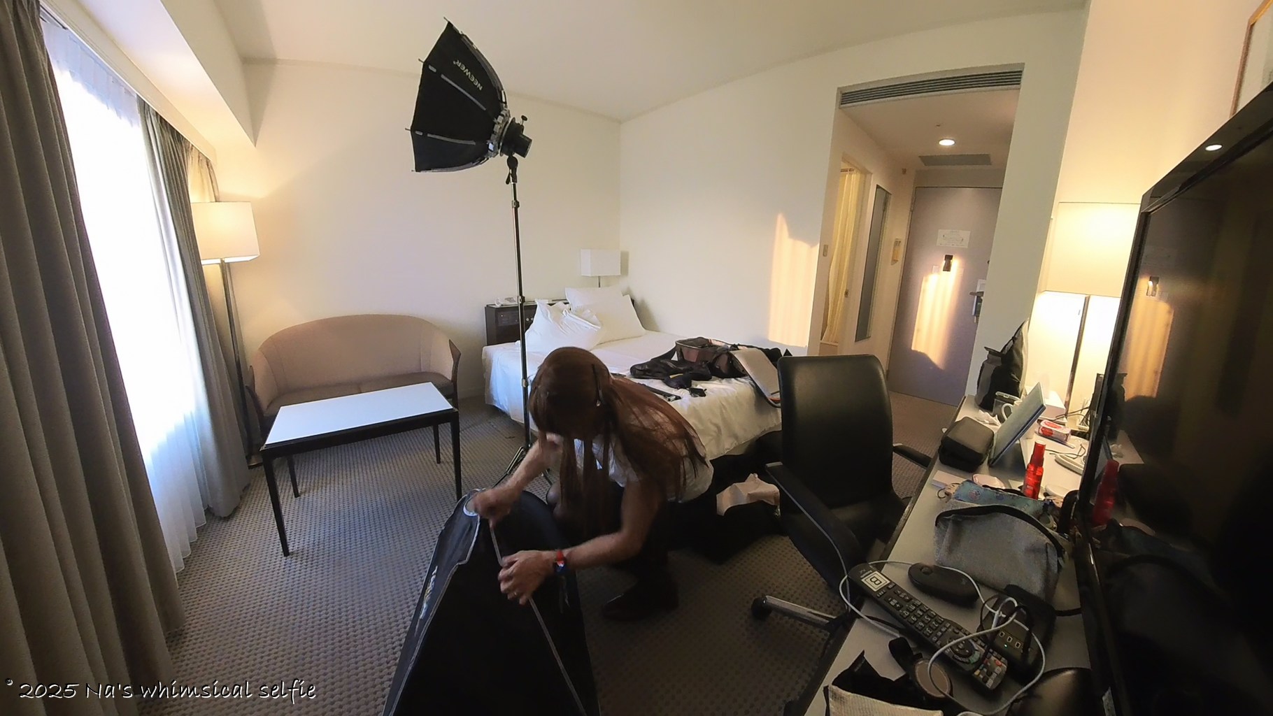 Insta360 X3で撮った撮影中の様子、最終組み立て中。