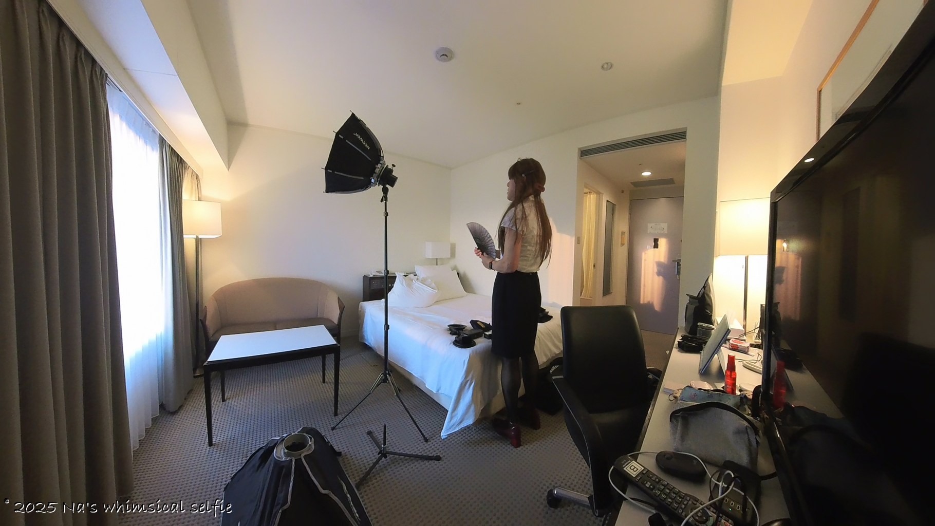 Insta360 X3で撮った撮影中の様子、ワタワタと動いてたら暑くなっちゃった(扇子であおいでる。。)