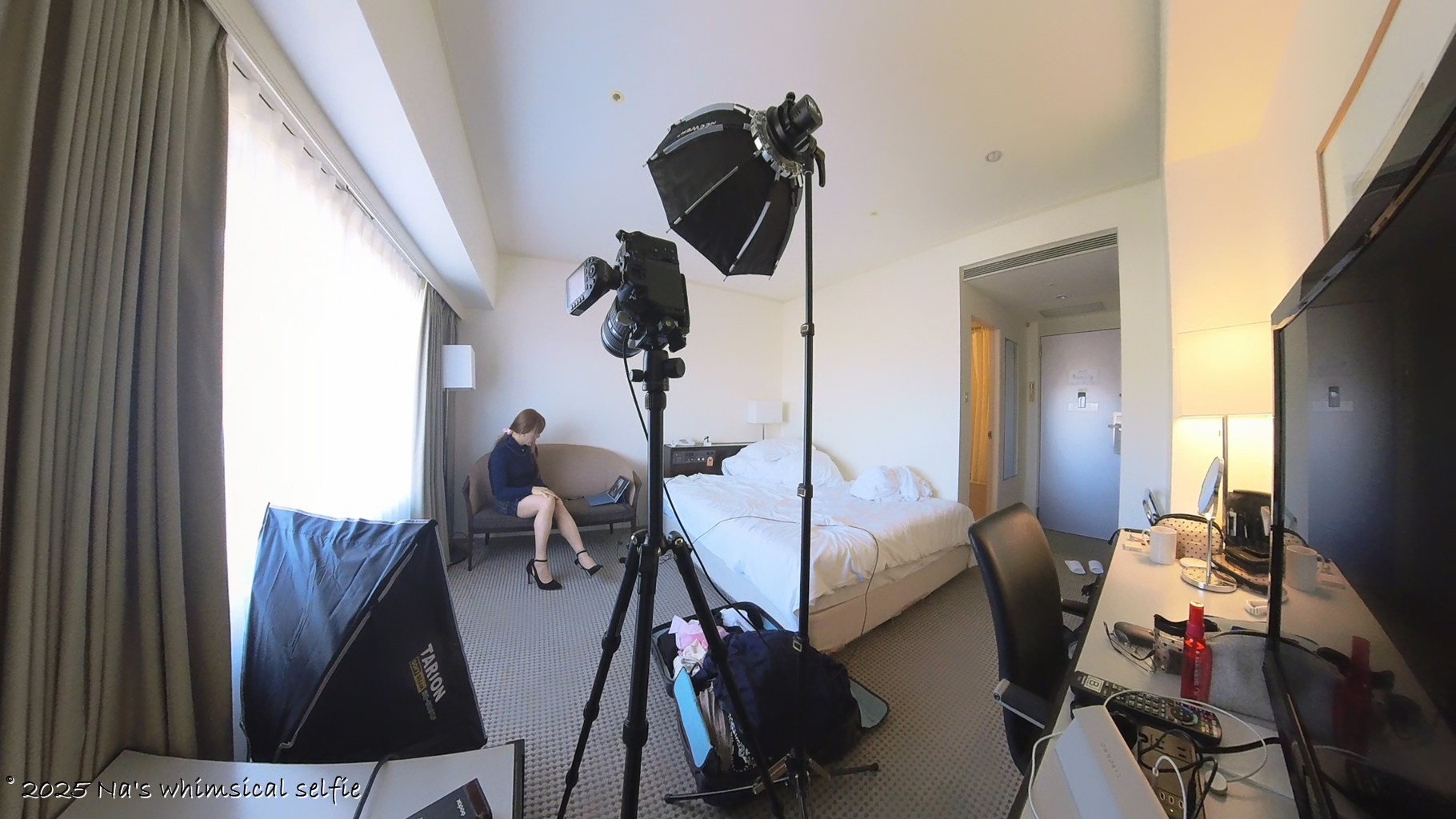 Insta360 X3で撮った撮影中の様子、あれっ、ちょ、ちょっと(スカートが)短い?