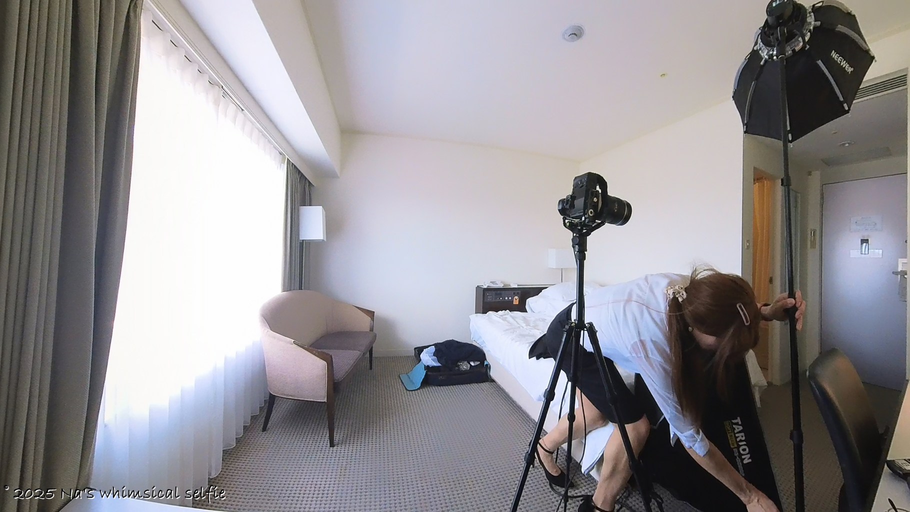 Insta360 X3で撮った撮影中の様子、ちょっと大着してこんなところから。。