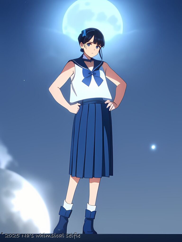 セーラー服スタイルでアニメ化された自撮り例