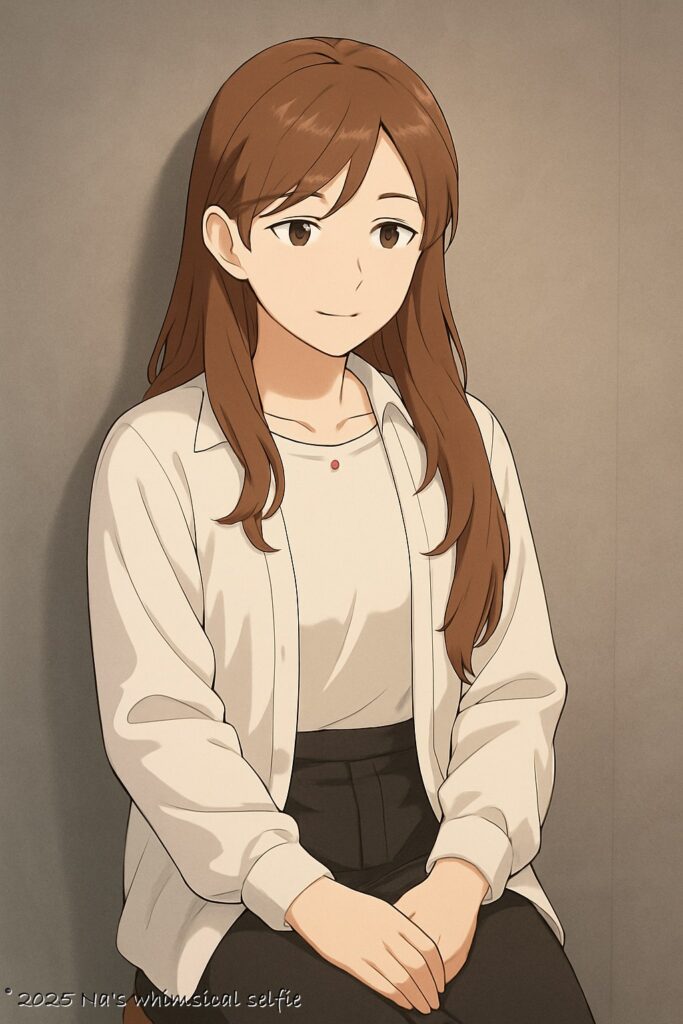 写真をアニメ調に変換。原画からはちょっと離れてるけど、年齢感はイイ感じになった気がするわ。